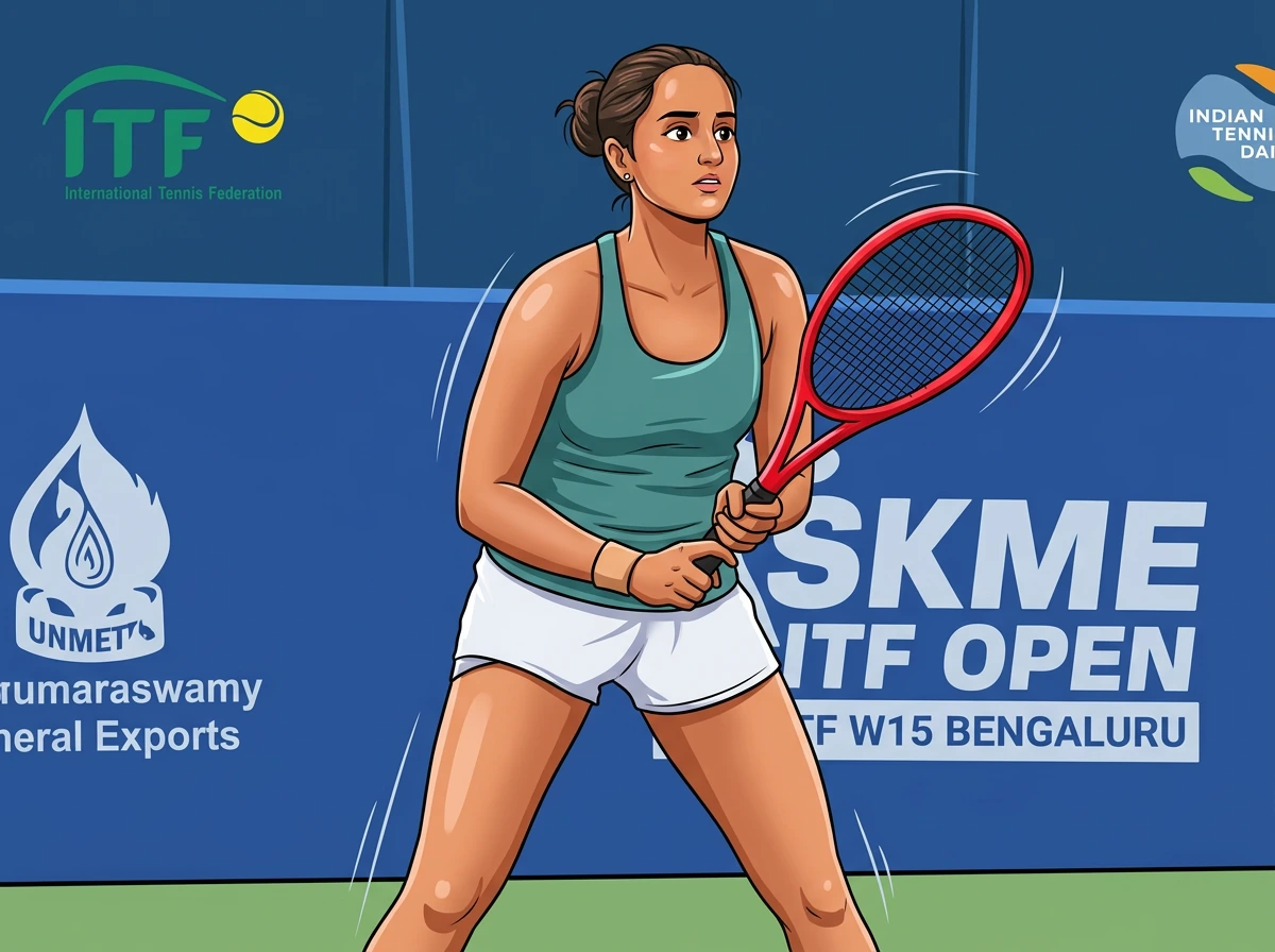 Women's tennis player in action