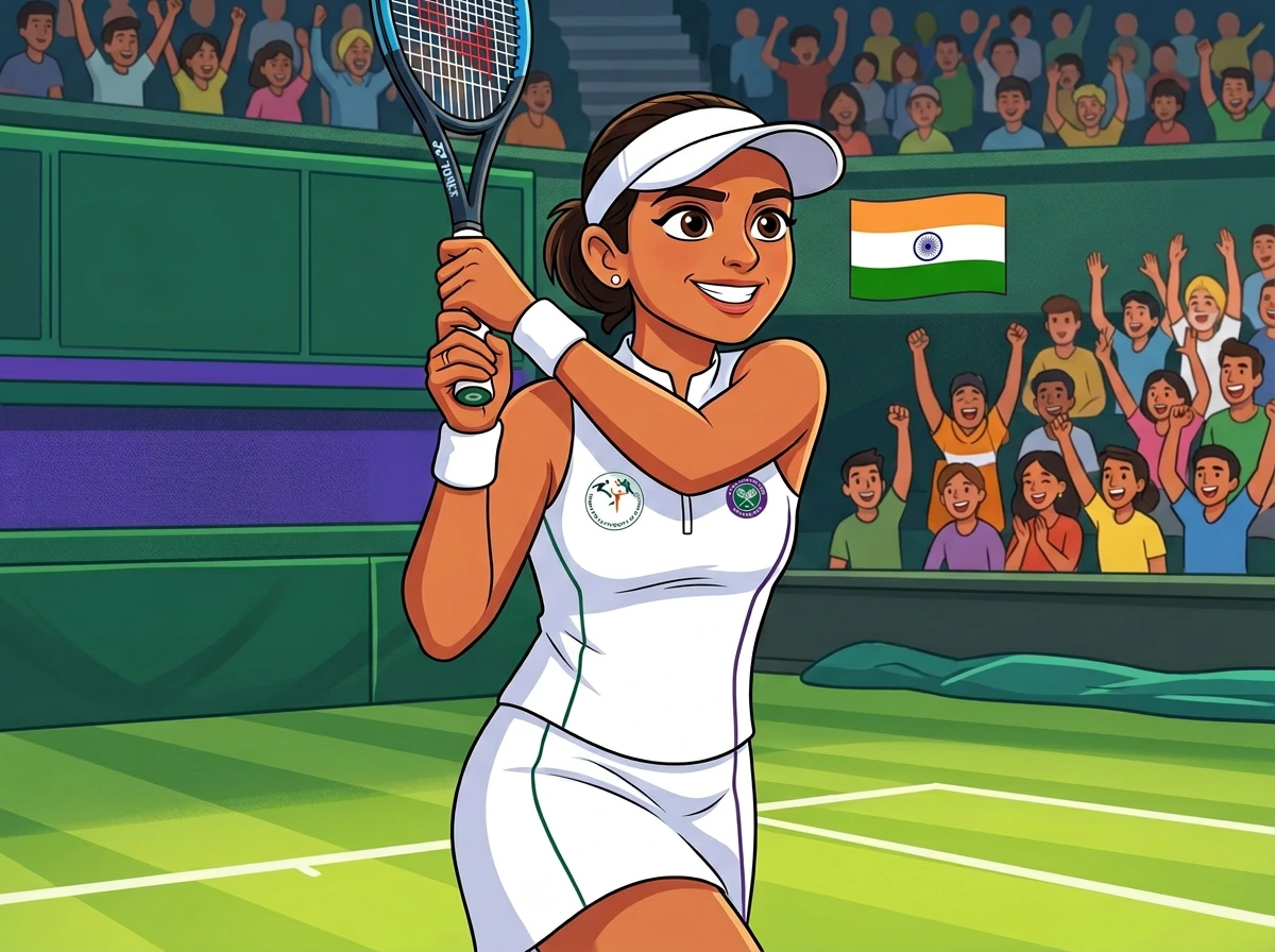 Tennis player focused during match