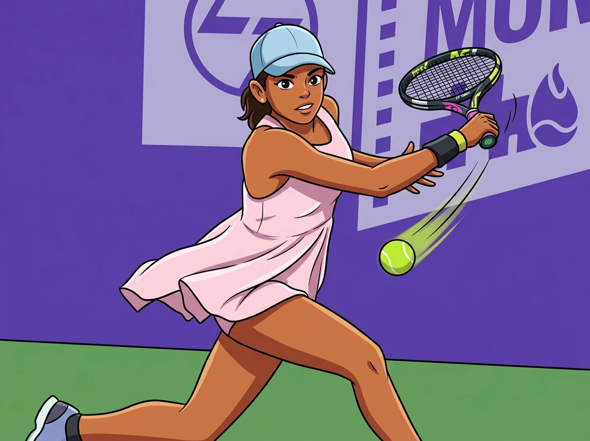 Young tennis player on court